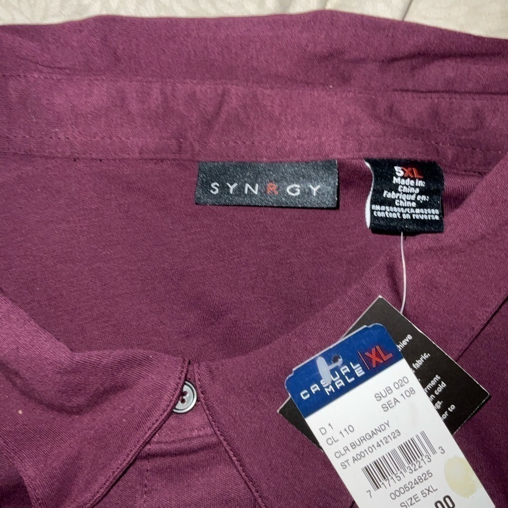 Men’s Synergy polo shirt New with Tags burgundy size XL pockets - Picture 2 of 3